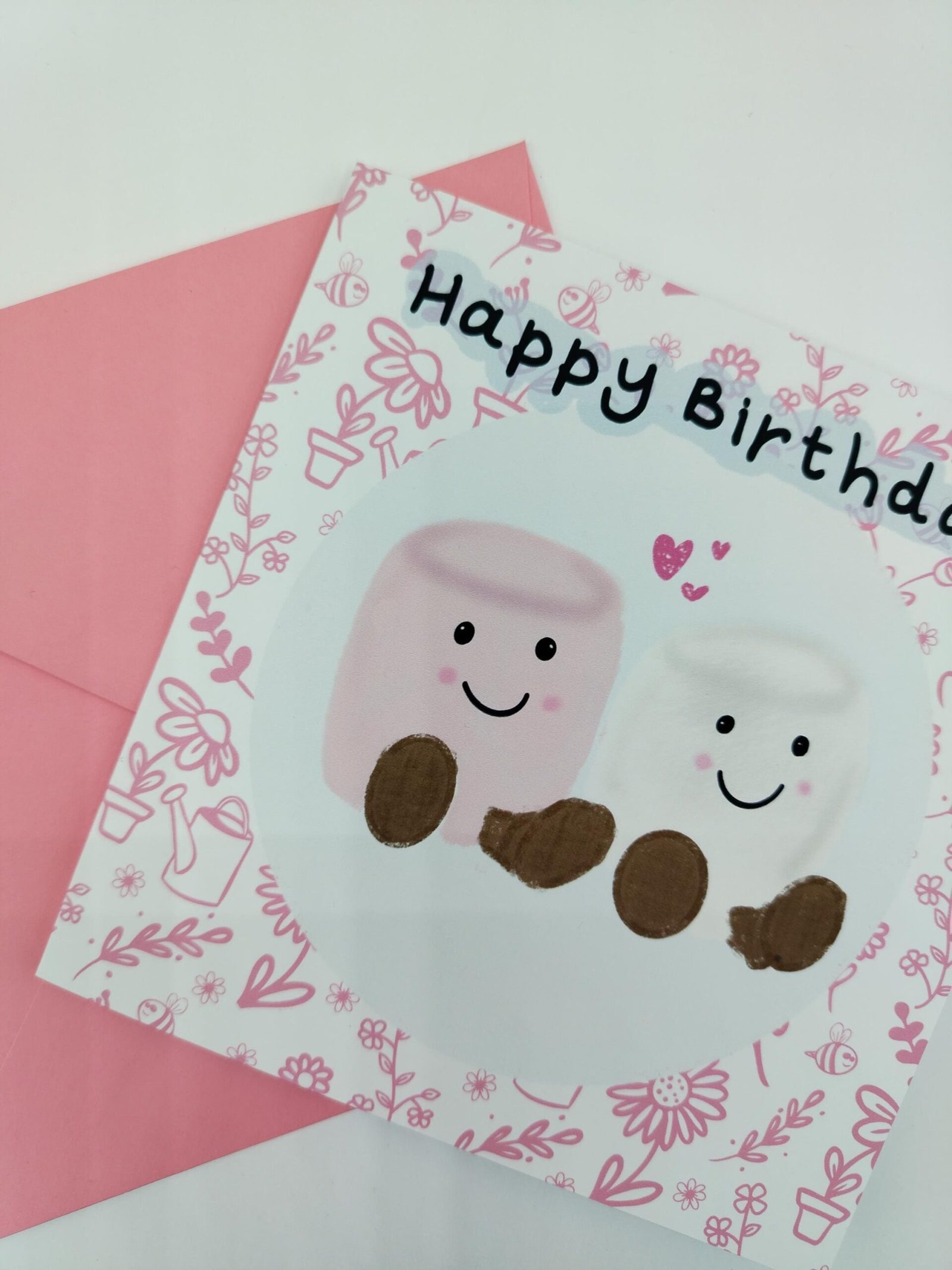 Kawaii Marshmallow Birthday Card – Pastel Pink Design - Image 5