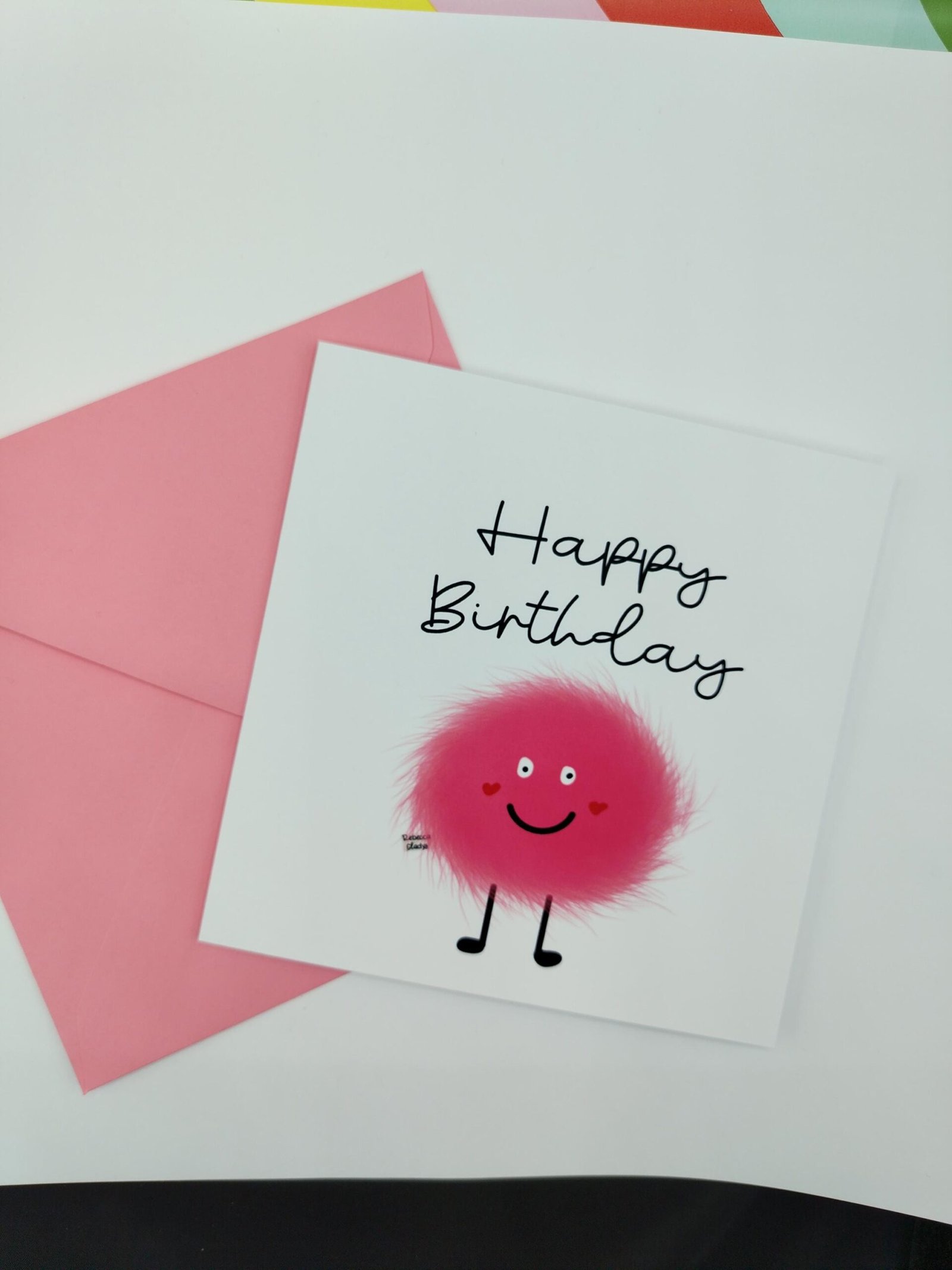 Pink Fluffy Monster Birthday Card - Greeting - Image 3