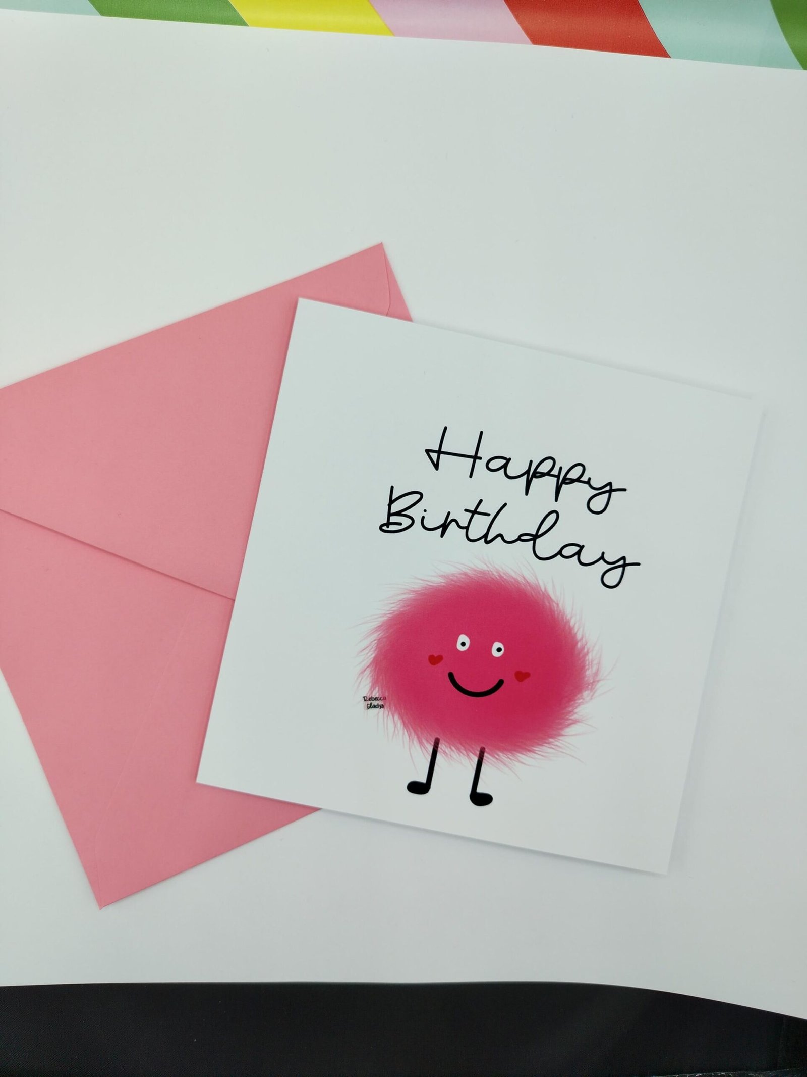 Pink Fluffy Monster Birthday Card - Greeting - Image 5