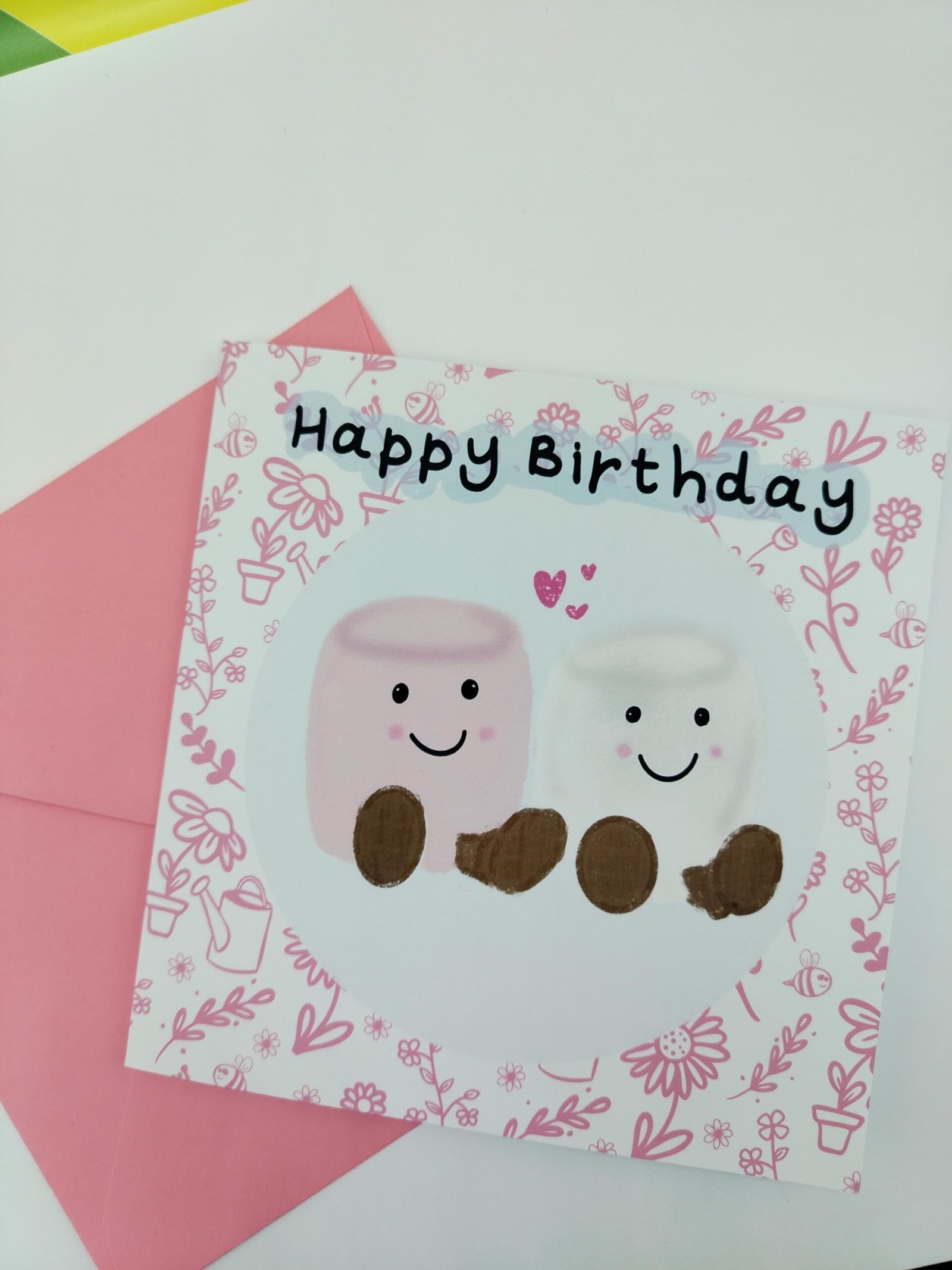 Kawaii Marshmallow Birthday Card – Pastel Pink Design - Image 7