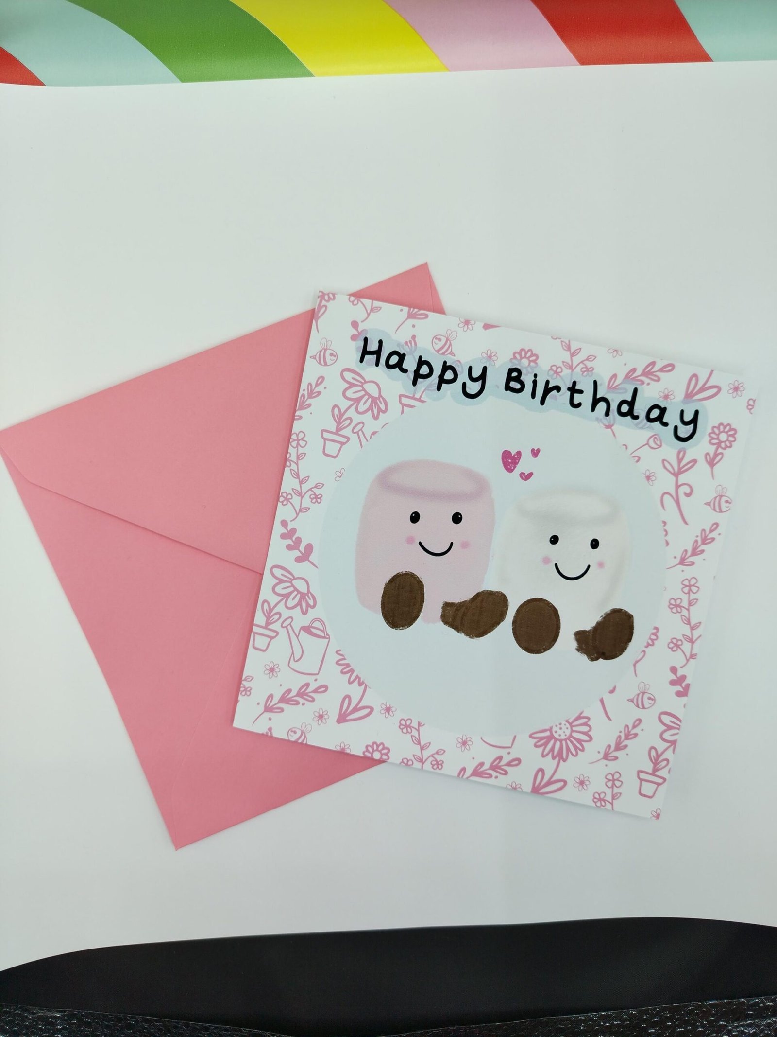 Kawaii Marshmallow Birthday Card – Pastel Pink Design - Image 9