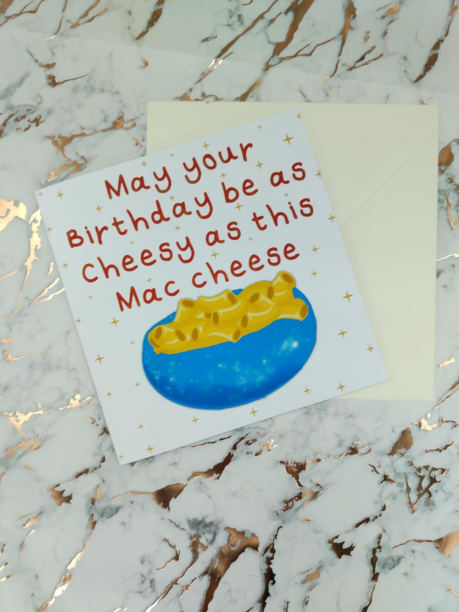 Mac and Cheese Birthday Card – cheesey Funny Food Pun Greeting –Square Card - Image 4