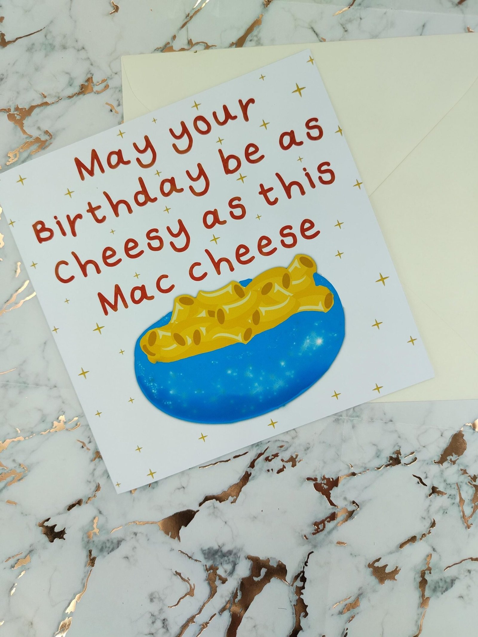 Mac and Cheese Birthday Card – cheesey Funny Food Pun Greeting –Square Card - Image 8