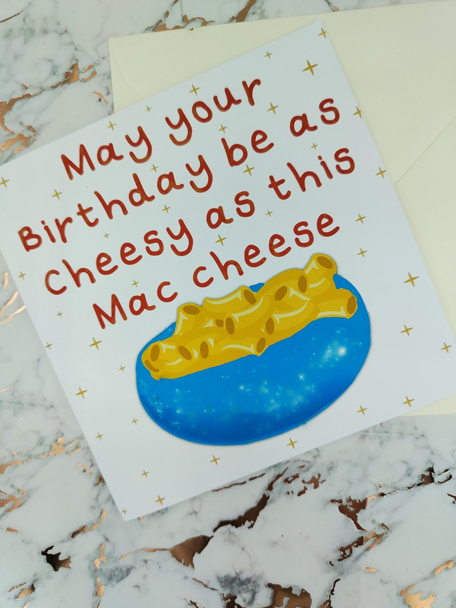 Mac and Cheese Birthday Card – cheesey Funny Food Pun Greeting –Square Card - Image 10