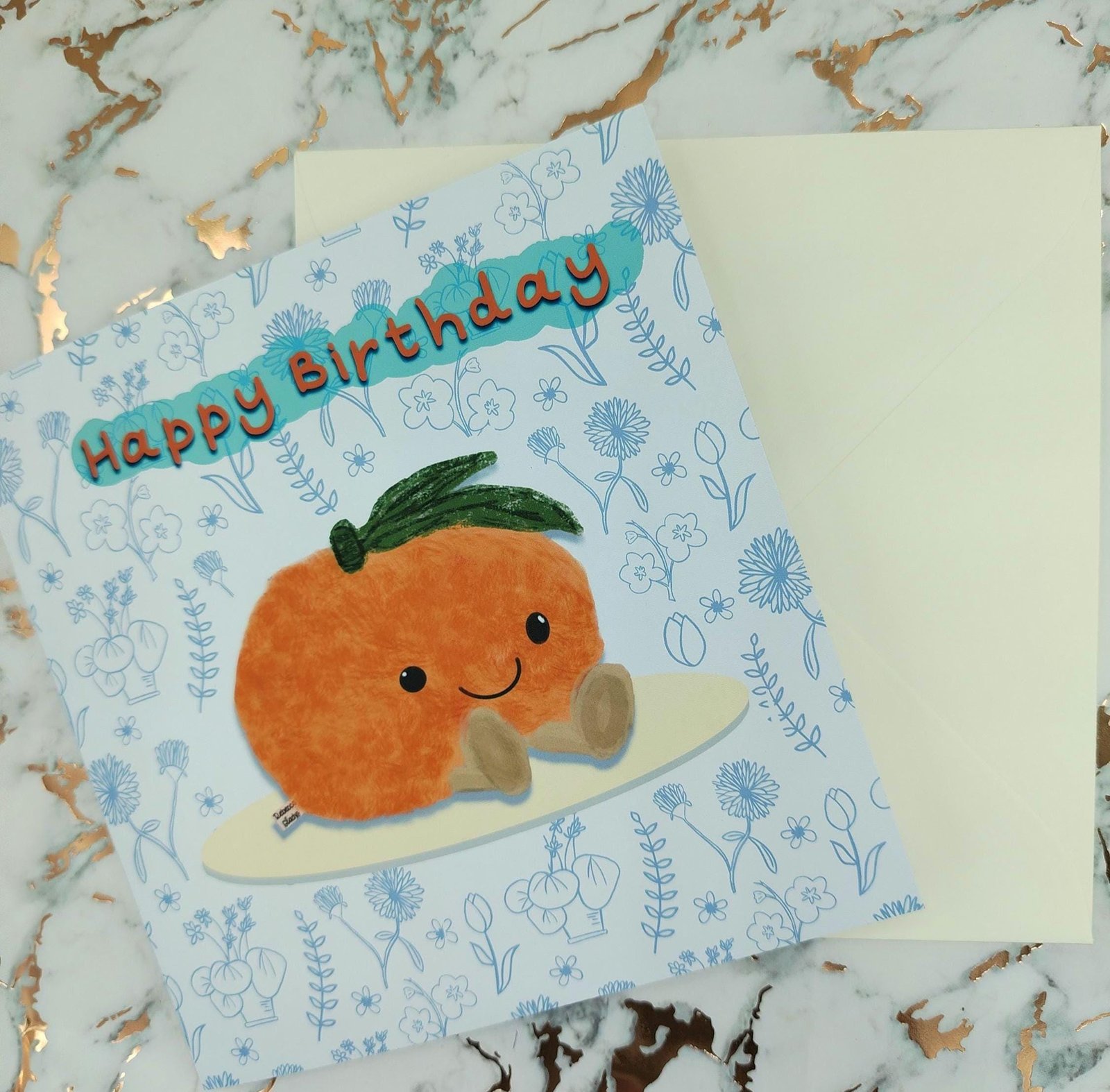 Clementine Birthday Card, Tangerine Greeting Card - Image 2
