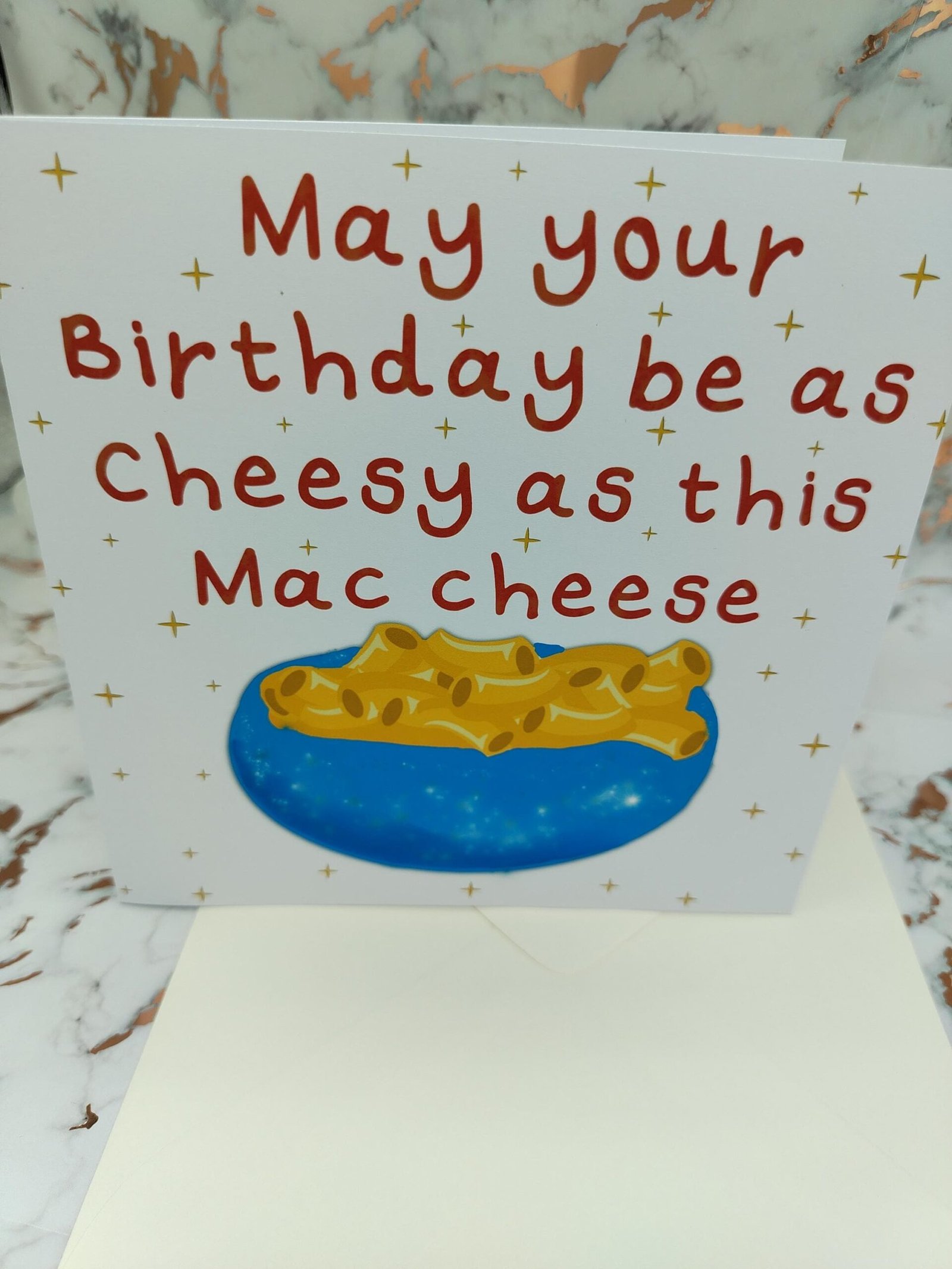 Mac and Cheese Birthday Card – cheesey Funny Food Pun Greeting –Square Card - Image 7