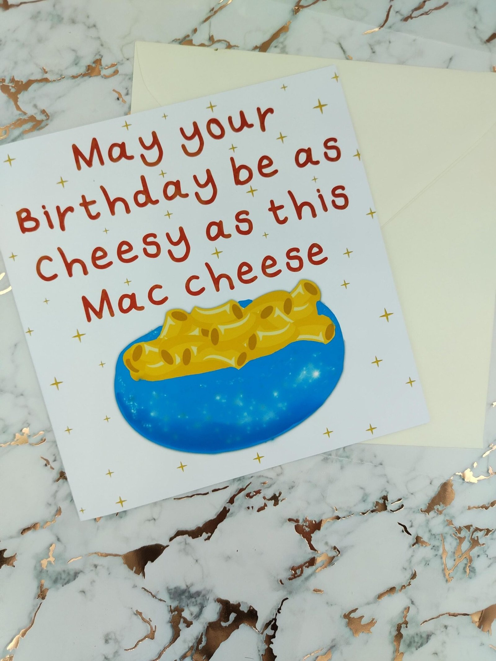 Mac and Cheese Birthday Card – cheesey Funny Food Pun Greeting –Square Card - Image 5