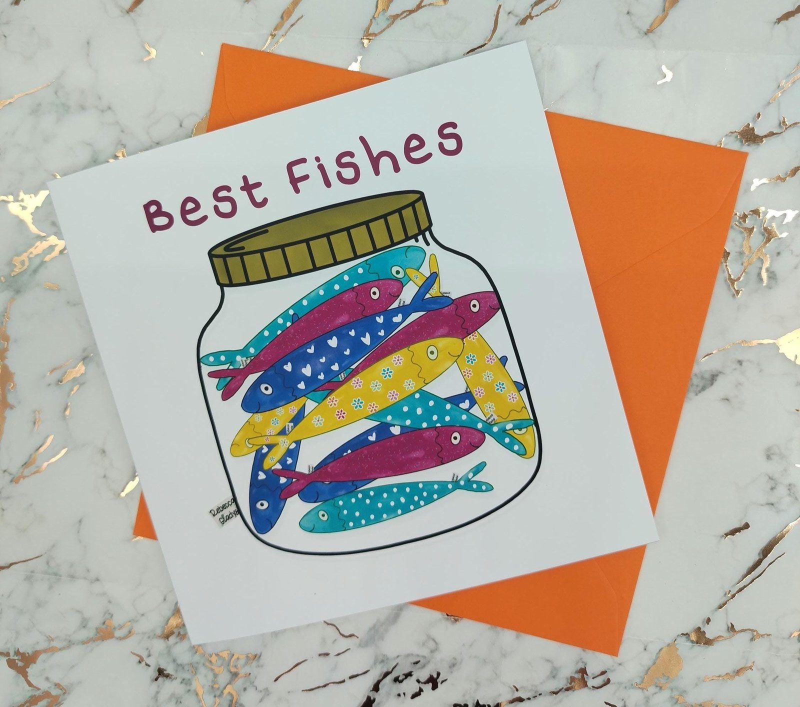 Best Fishes Sardine Jar Greeting Card – Cute Pun Gift with Colorful Sardines in a Jar | Funny Handmade Fish Card for Friends or Coworkers - Image 9