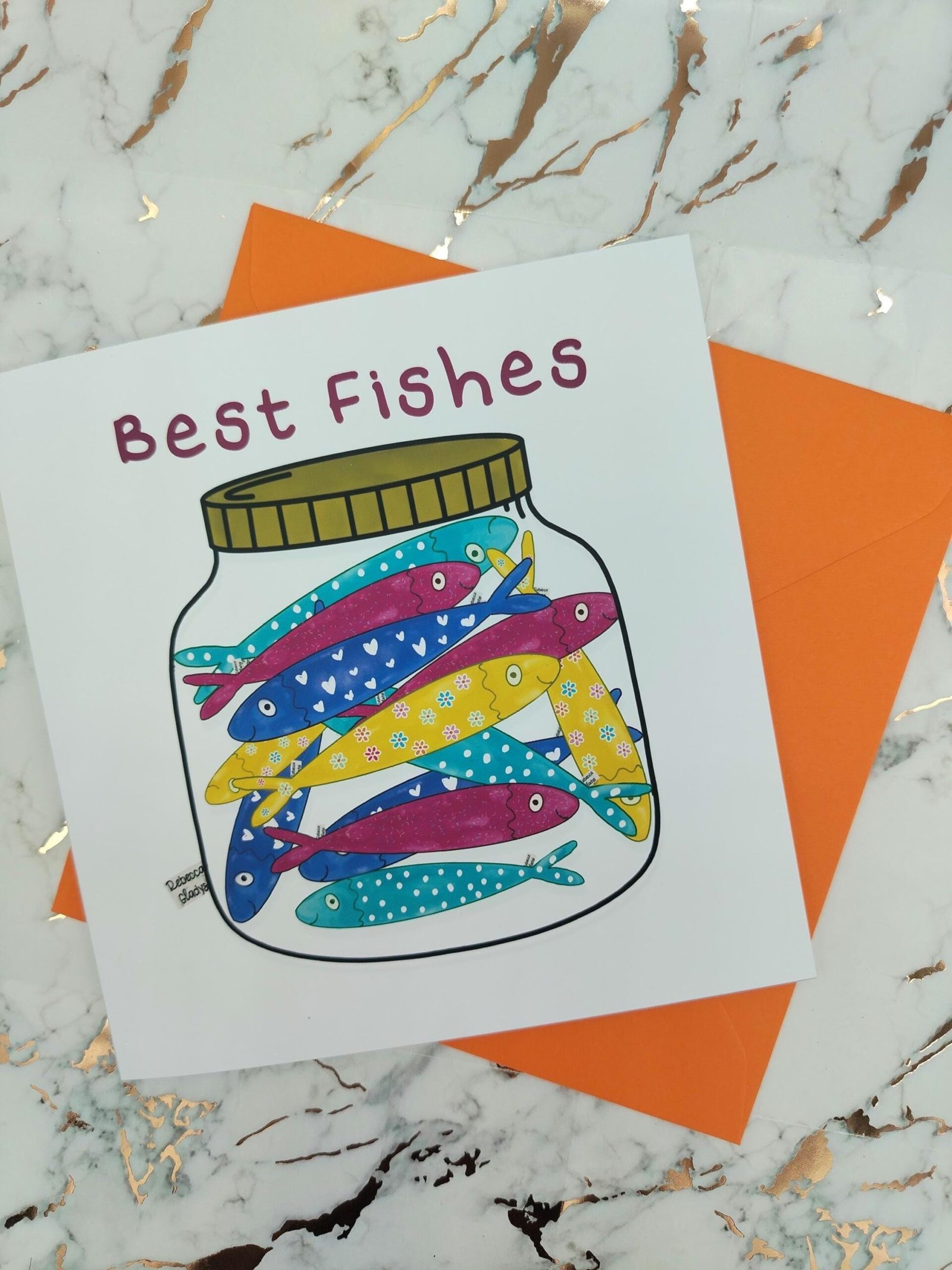 Best Fishes Sardine Jar Greeting Card – Cute Pun Gift with Colorful Sardines in a Jar | Funny Handmade Fish Card for Friends or Coworkers - Image 10