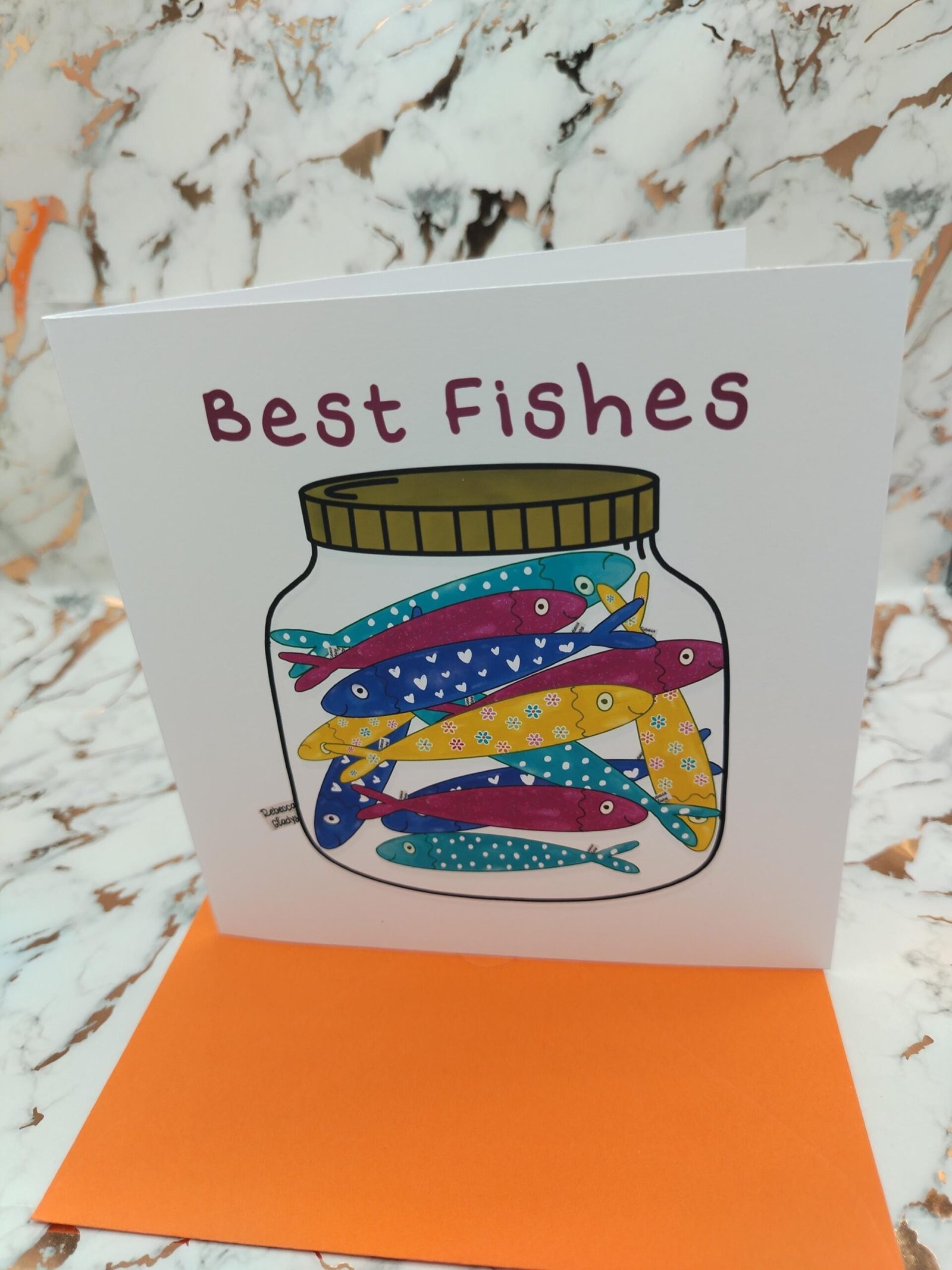 Best Fishes Sardine Jar Greeting Card – Cute Pun Gift with Colorful Sardines in a Jar | Funny Handmade Fish Card for Friends or Coworkers - Image 8