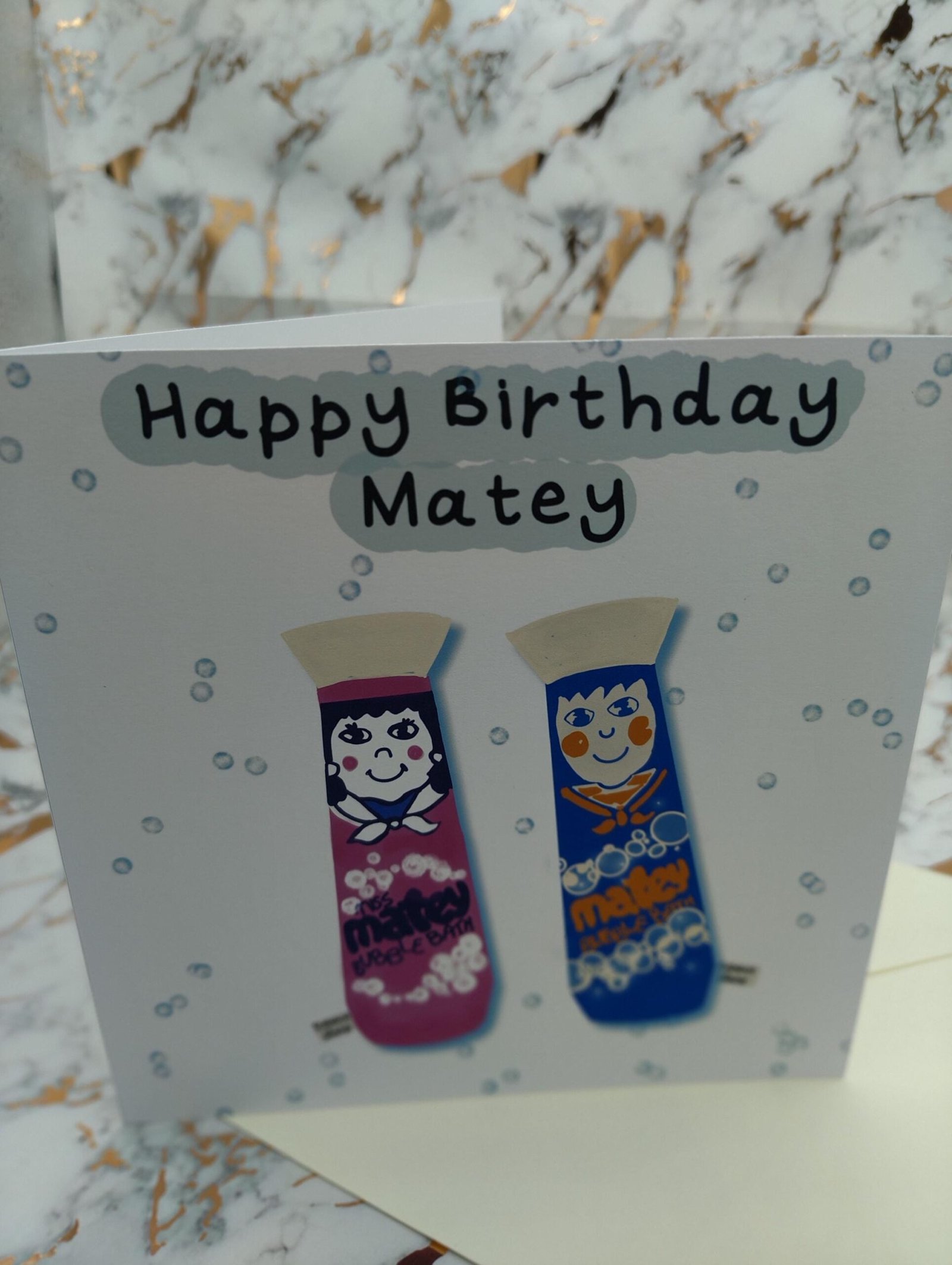 Matey Funny Retro Birthday Card: Bubble Bath Design - Image 7
