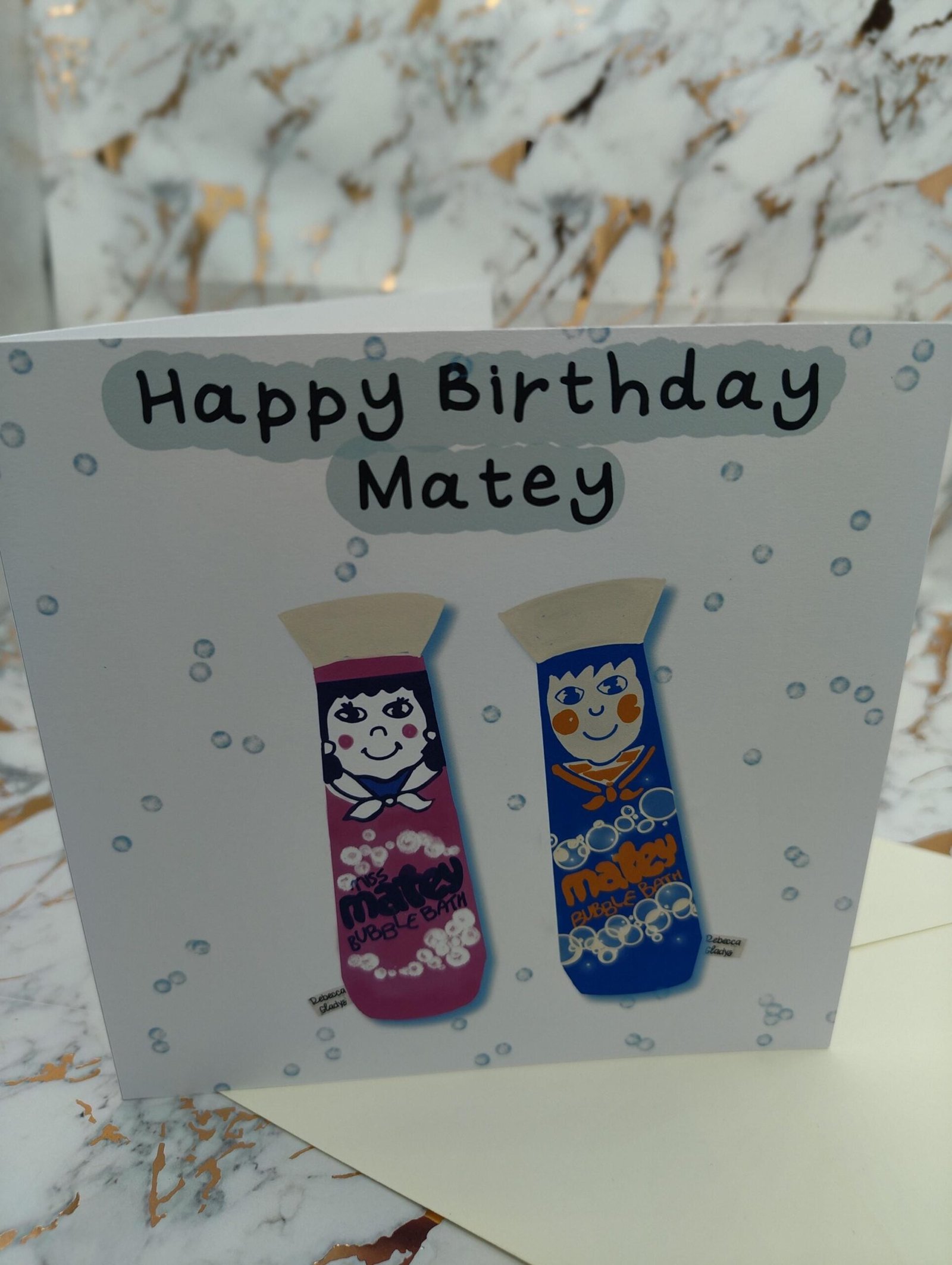 Matey Funny Retro Birthday Card: Bubble Bath Design - Image 8