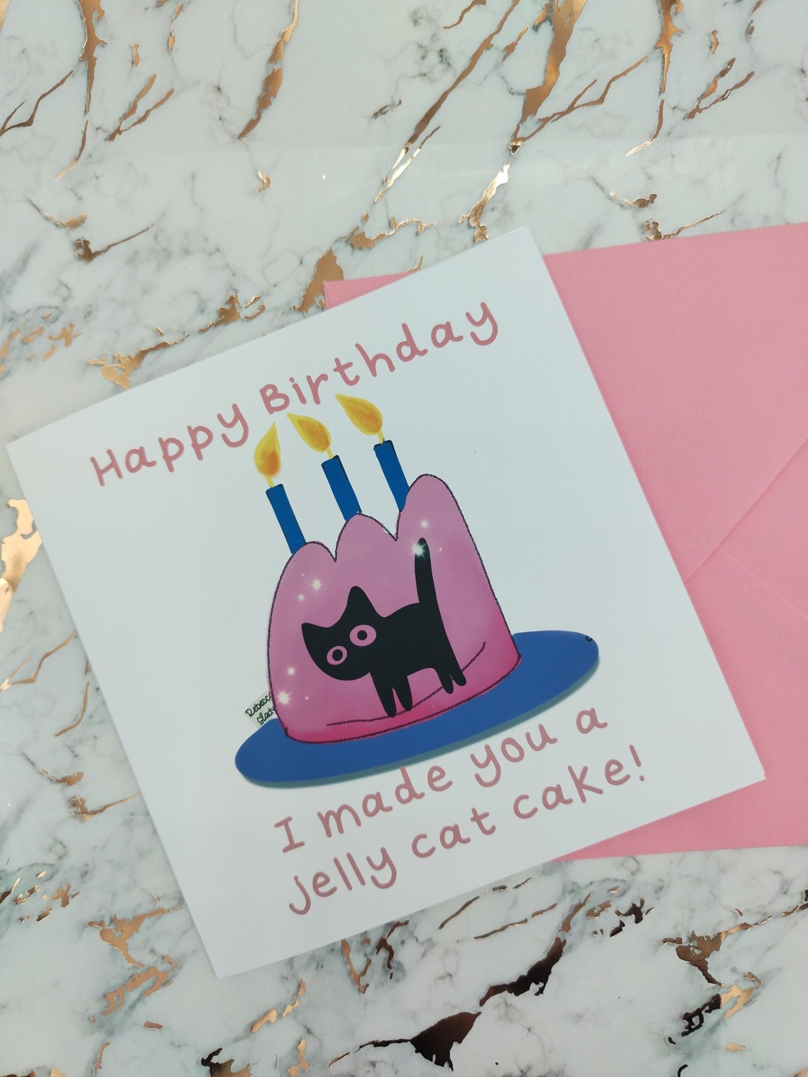 jelly Cat Birthday Card: Cat in Jelly, Quirky Pun Greeting- - Image 2