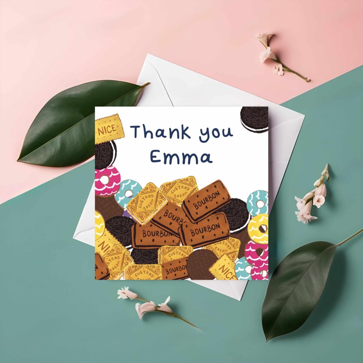 Personalized Biscuit Thank You Card: Funny Retro Cookie Design