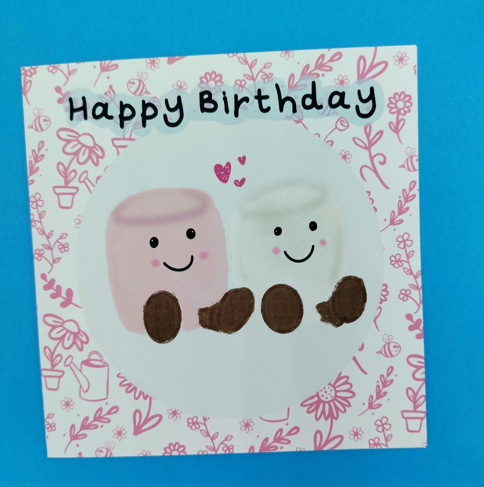 Kawaii Marshmallow Birthday Card – Pastel Pink Design - Image 10