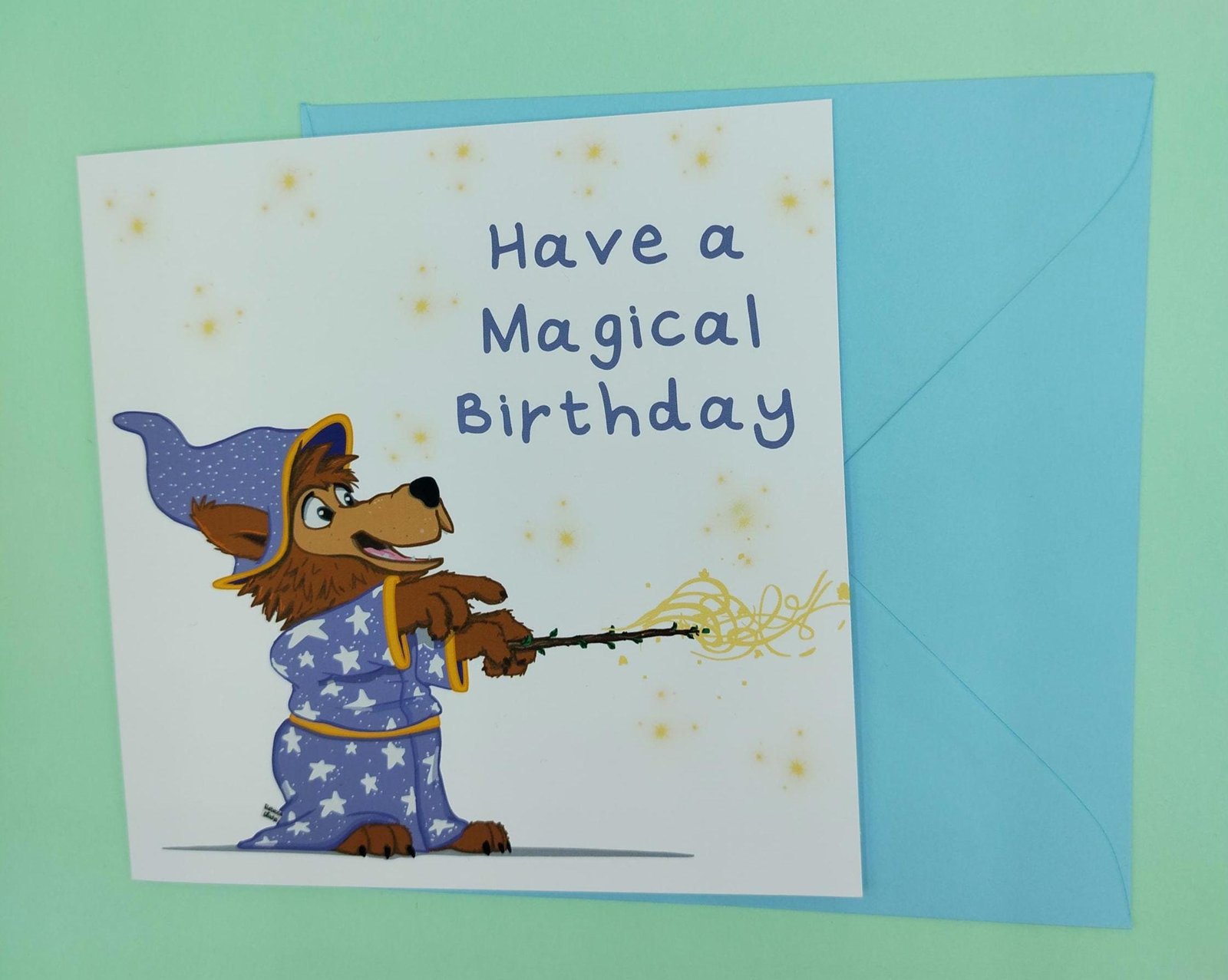 Magical Wizard Wolf Cub Birthday Card: Fantasy Greeting - Image 2