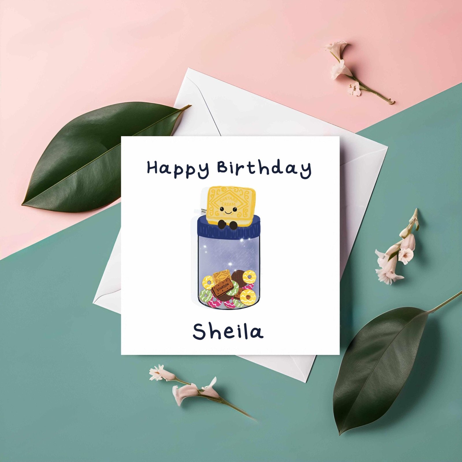 Personalized Custard Cream Biscuit Birthday Card – Funny Foodie Greeting