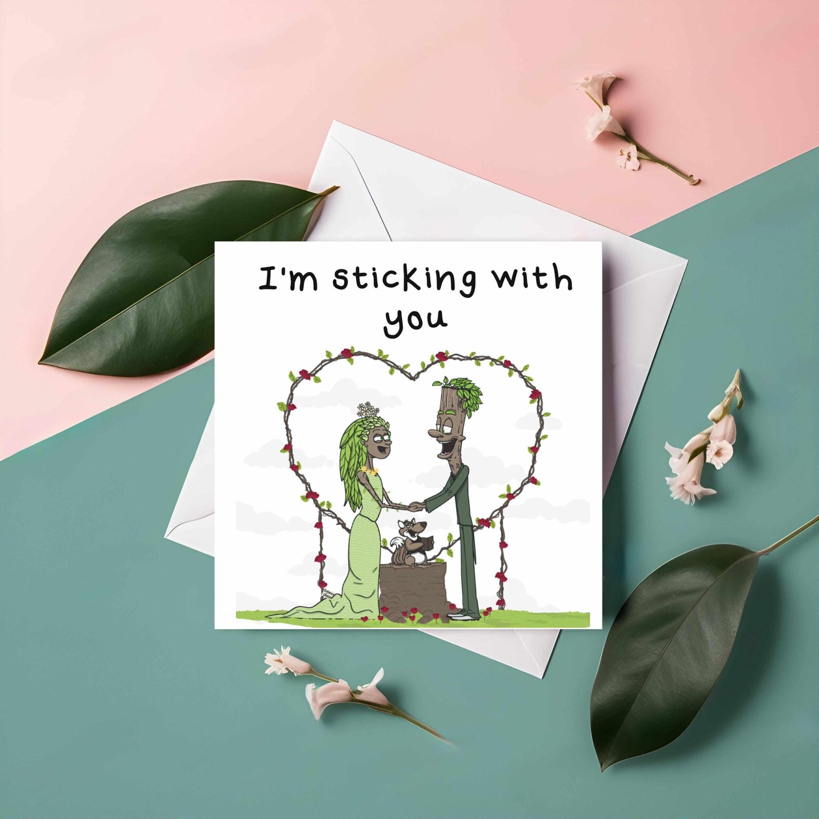 Twig Couple Wedding Card: Bride and Groom Celebration