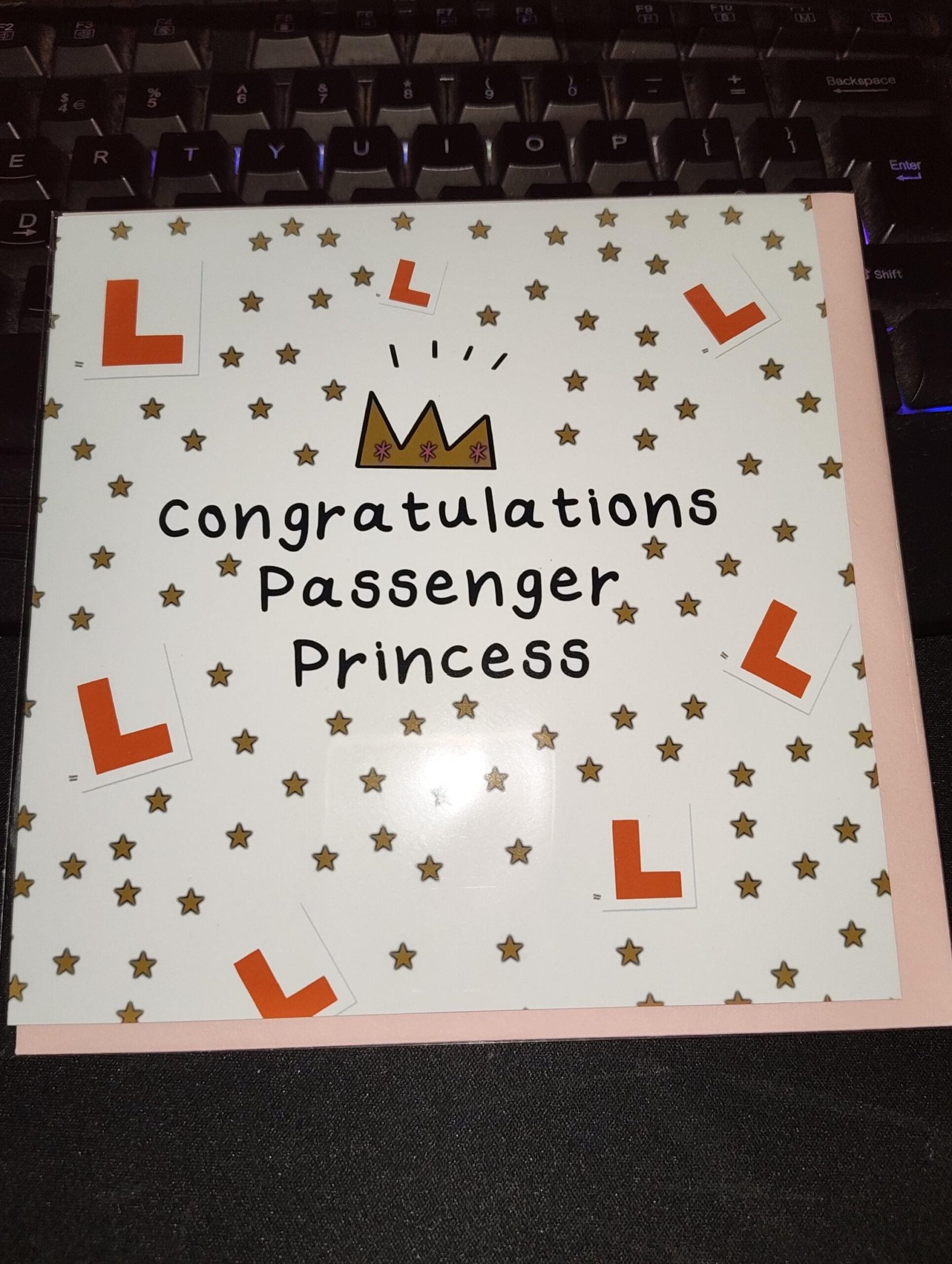 Passenger Princess Driving Test Congratulations Card – Funny New Driver Greeting with Pink Envelope - Image 3