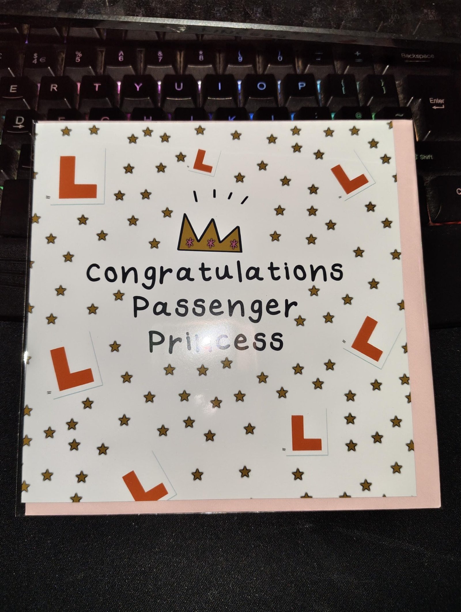 Passenger Princess Driving Test Congratulations Card – Funny New Driver Greeting with Pink Envelope - Image 4