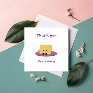 Personalised Custard Cream Thank you card
