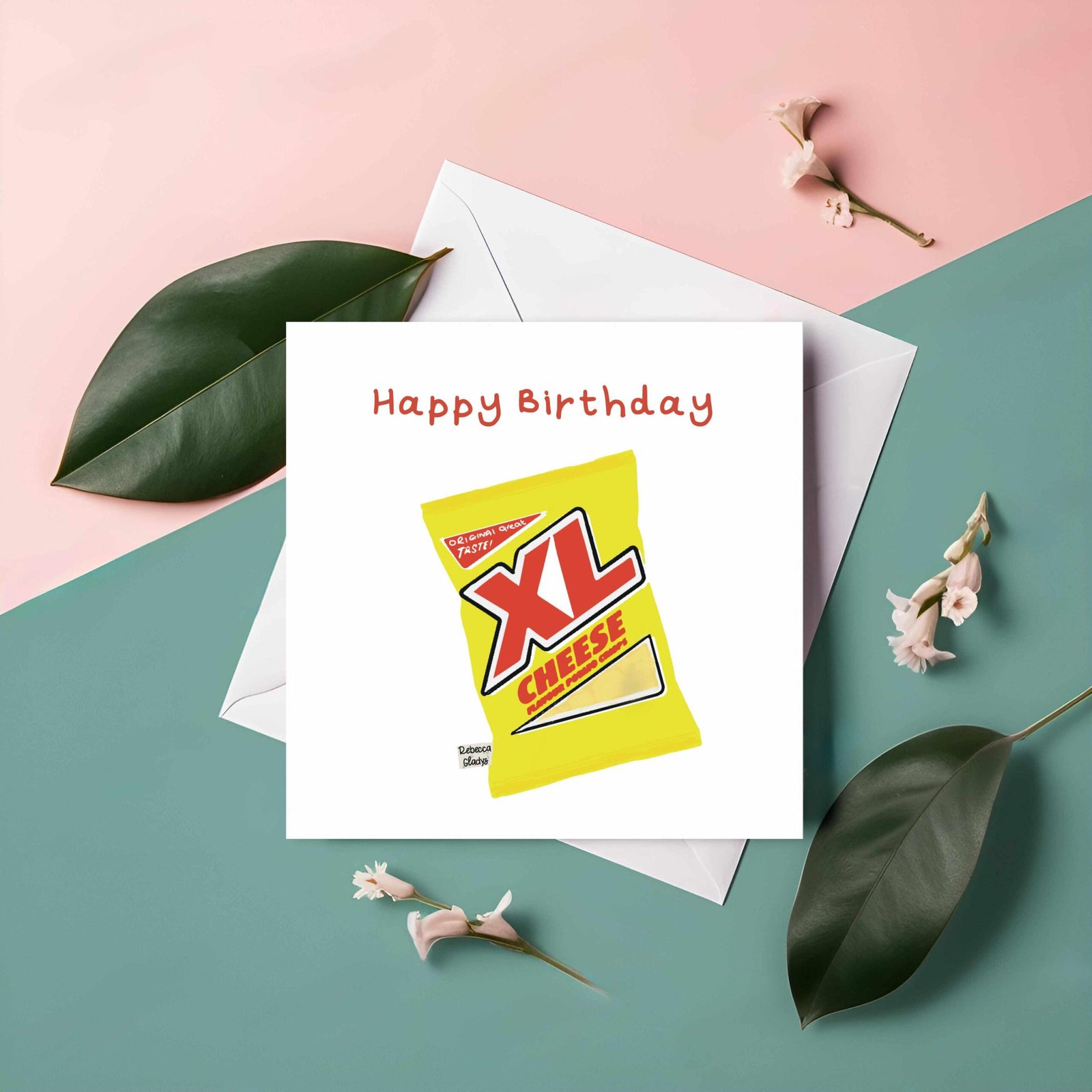 Funny XL Cheese Crisps Birthday Card - Retro Snack Nostalgia