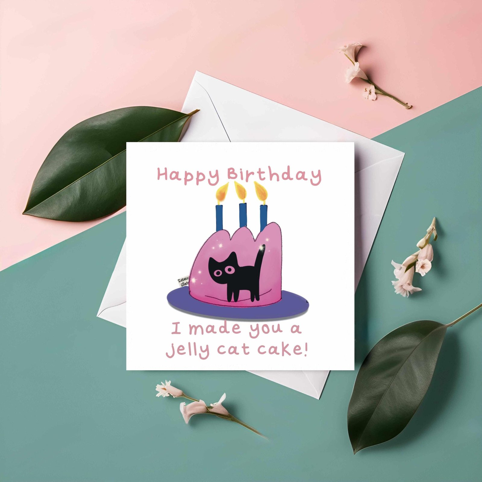 jelly Cat Birthday Card: Cat in Jelly, Quirky Pun Greeting-