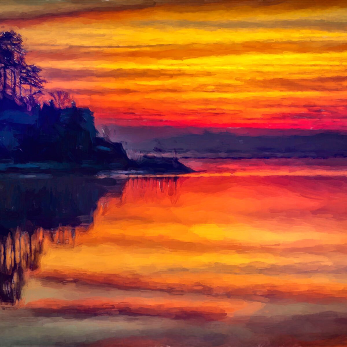 Arnside Sunset Painted Image
