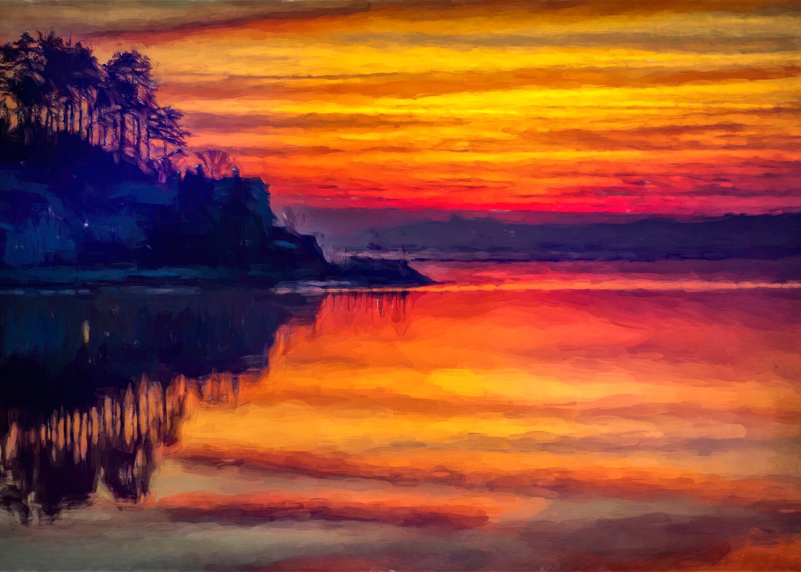 Arnside Sunset Painted Image
