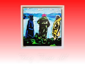A Little More Conversation: Original Acrylic Painting, Professionally Framed
