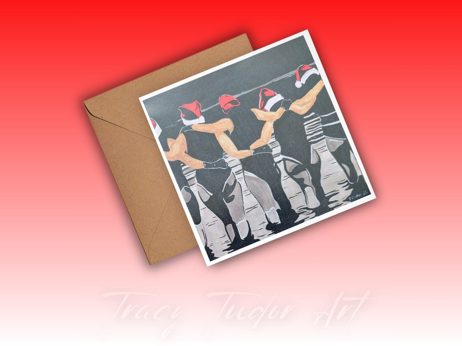 Original Artwork Christmas Card, Wild Swimming Friends, Sea Swimmer Greetings