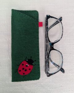 Thick wool felt ladybird glasses case