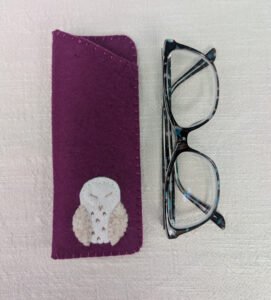 Thick wool felt owl glasses case