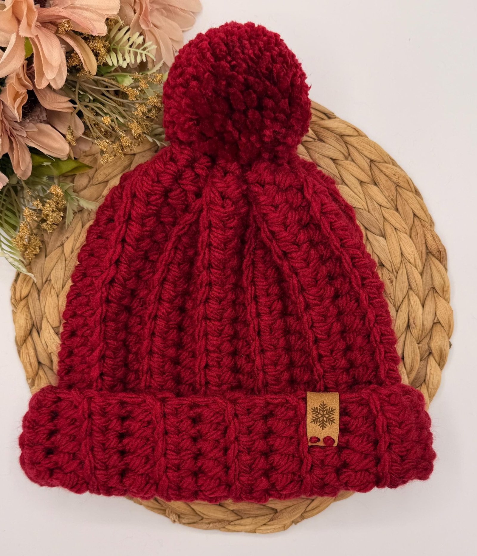 Super Chunky Crochet Winter Beanie with removable PomPom